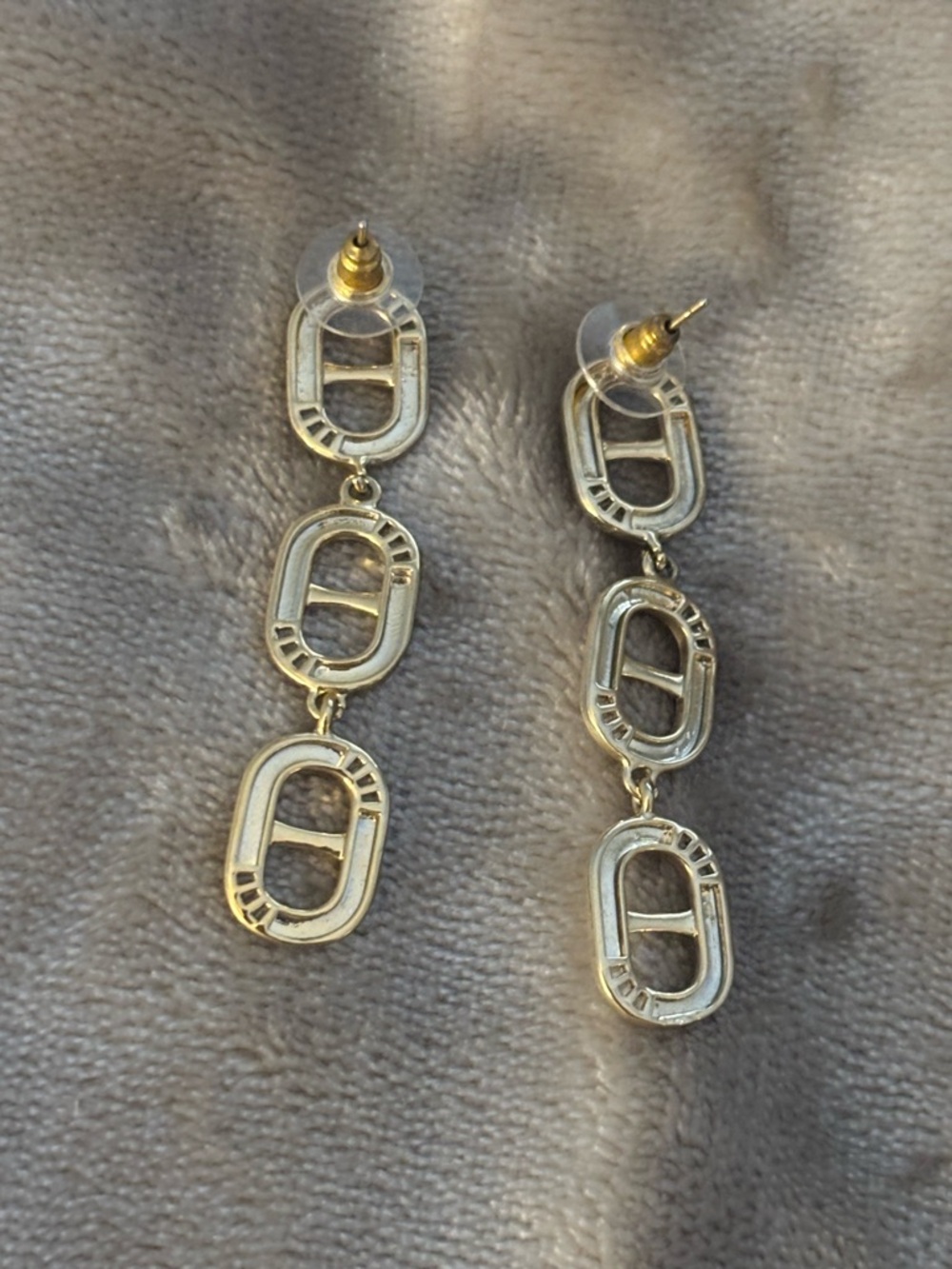 Laura Gold-Tone Linked Drop Earrings with Crystal Accents - Women Jewelry - Picture 2 of 2